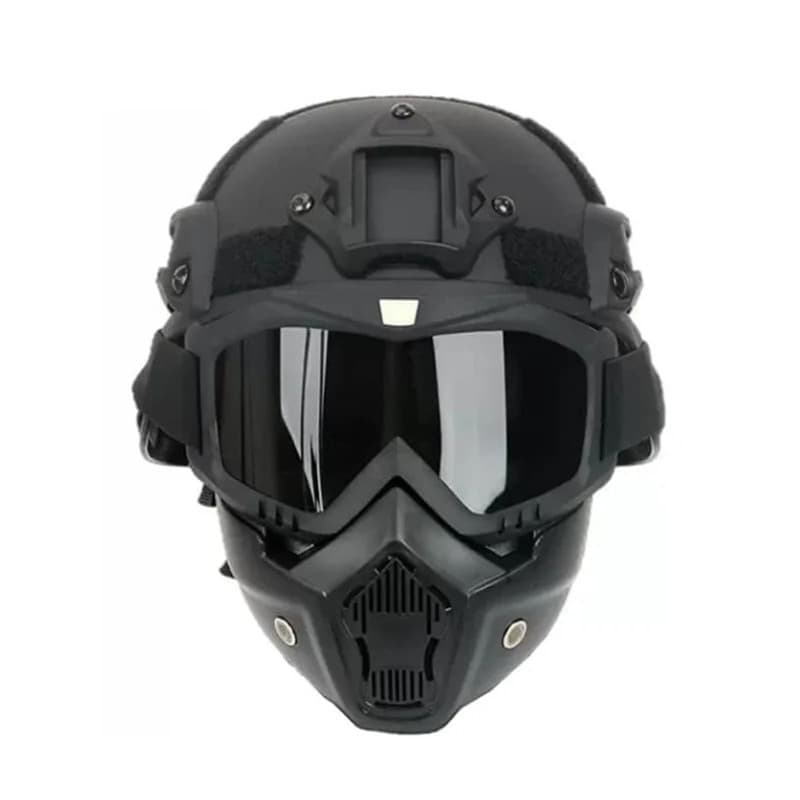 Capacete Tático Facial Completo ABS Rápido Para Exterior Com Óculos Removíveis E Suporte NVG Airsoft CS Máscara Protetor