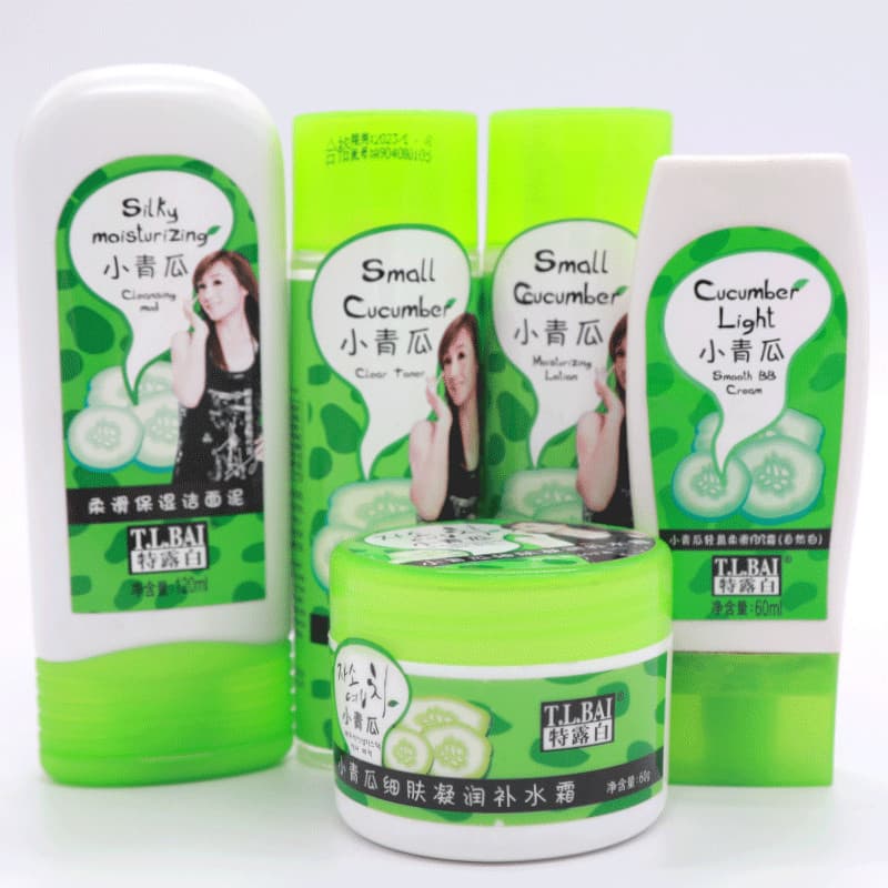 Telu conjunto de produtos de cuidados com a pele de pepino branco feminino limpador Facial creme hidratante BB controle