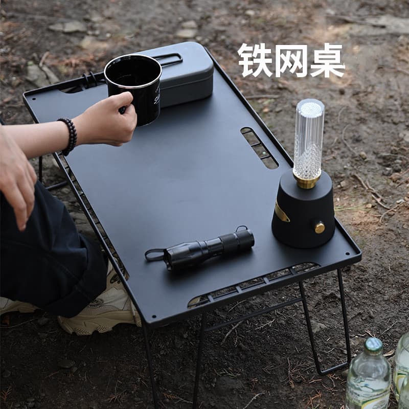 Mesa de piquenique autônoma para acampamento Mesa de churrasco Mesa de centro de ferro Rack de drenagem de gra