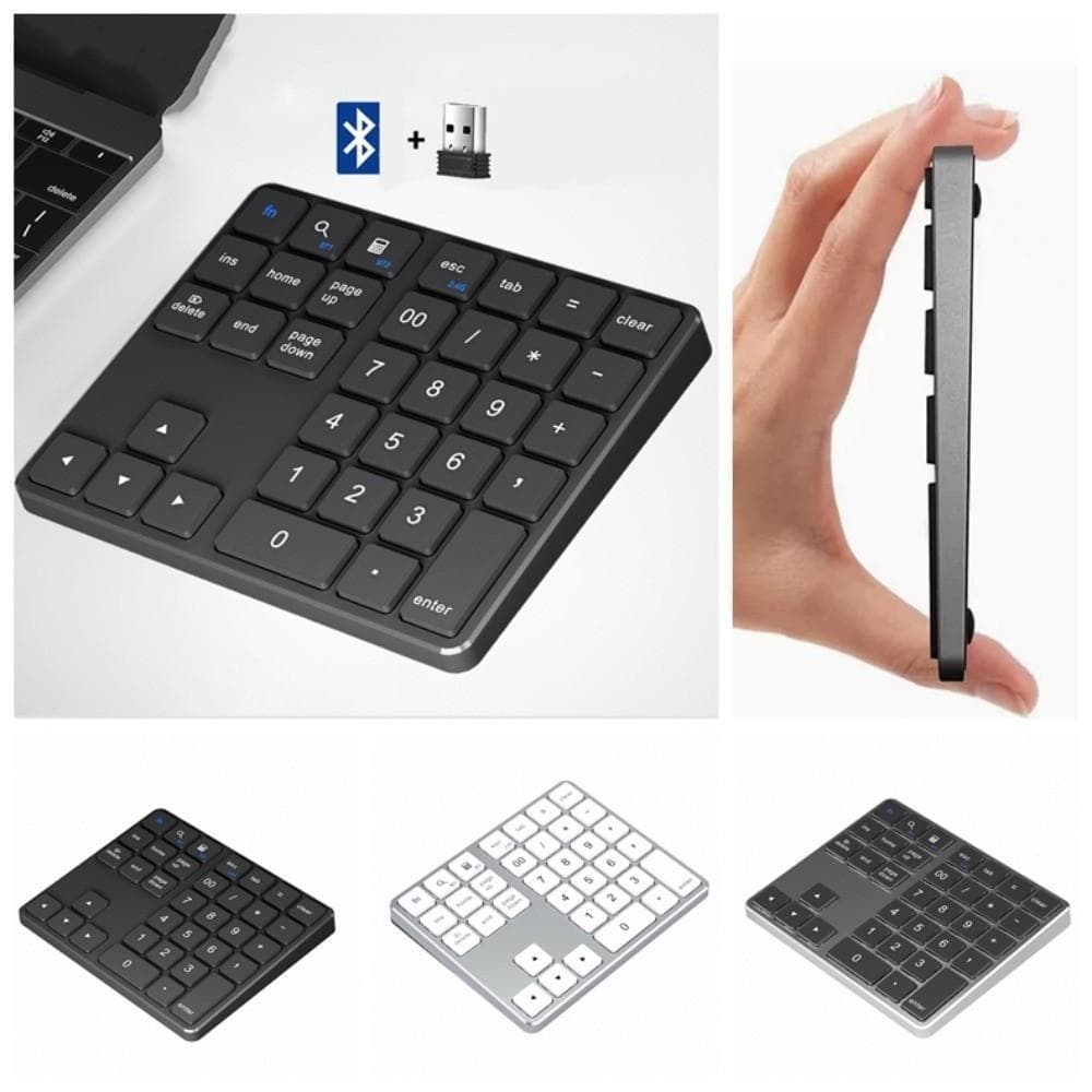 Teclado Sem Fio BLUEVELVETQW , Mini Digital Mudo 2.4G E Bluetooth , Numérico De 35 Teclas