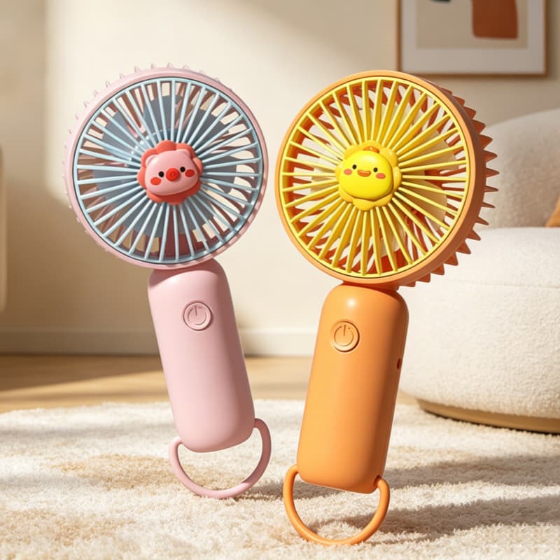 Novo estilo presente de verão dos desenhos animados ventilador portátil alto vento ventilador de carregamento USB pode g