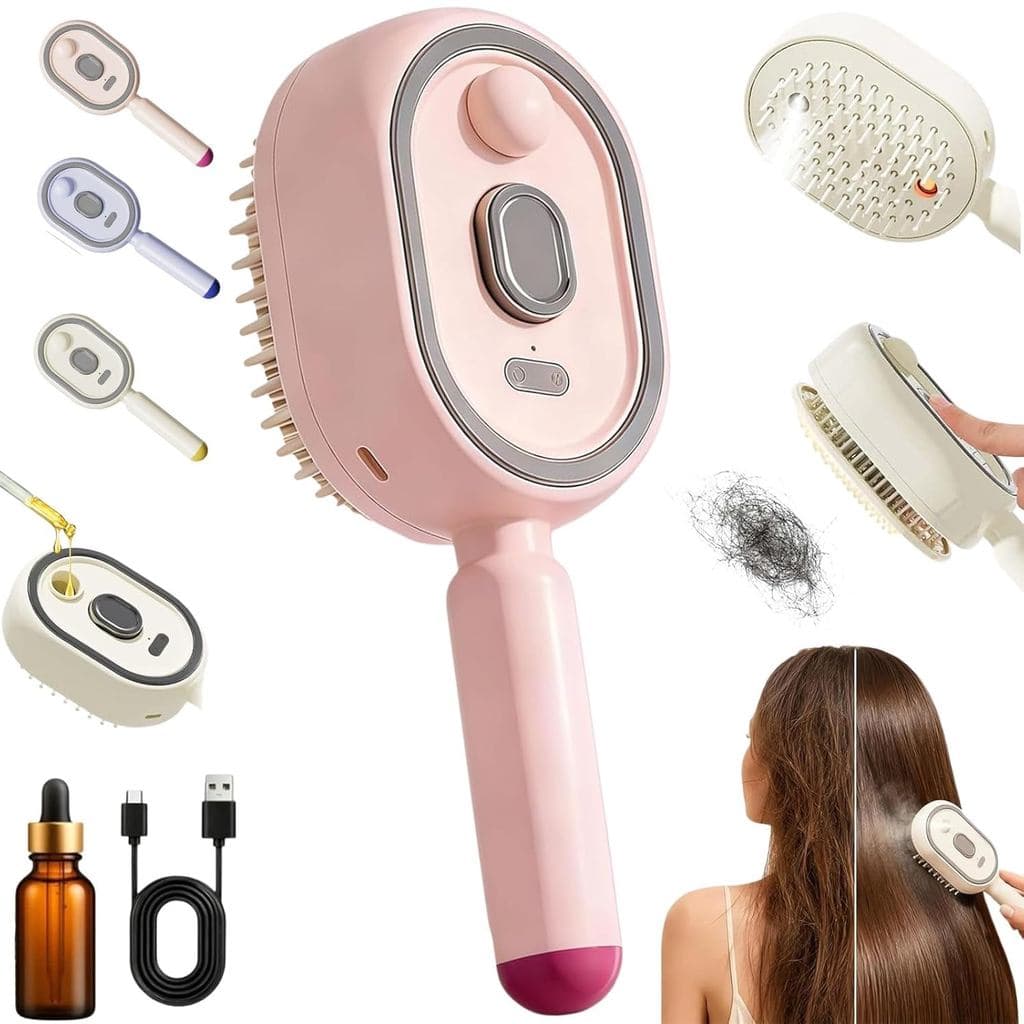 Escova de Massagem com Almofada de Ar e Pulverização Elétrica, Escova de Cuidado Capilar com Vapor de Água 2026, Escova
