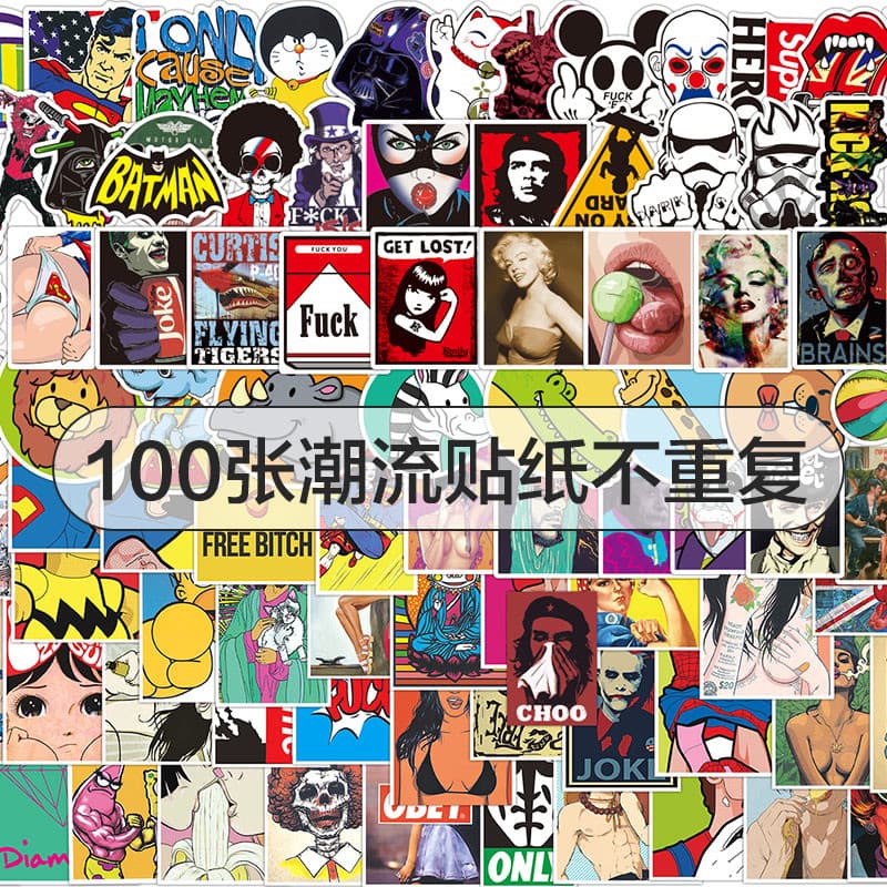 Adesivos de bagagem de Anime Adesivos de mala à prova d'água Street Wear Cartoon Logotipo masculino exclusivo Skate Comi