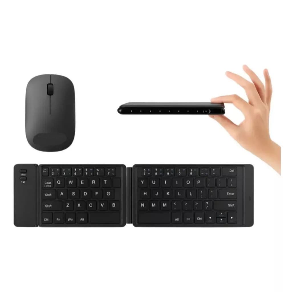 Teclado Dobrável Bluetooth Portátil E Mouse Sem Fio Wirel...