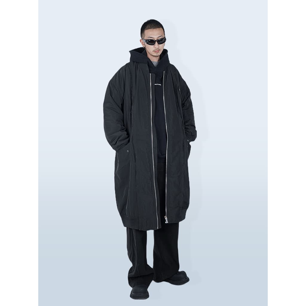 [Venda quantitativa] STR: Base de tecido Destruição Tassel Design Longo solto acolchoado uniforme de beisebol jaqueta ac