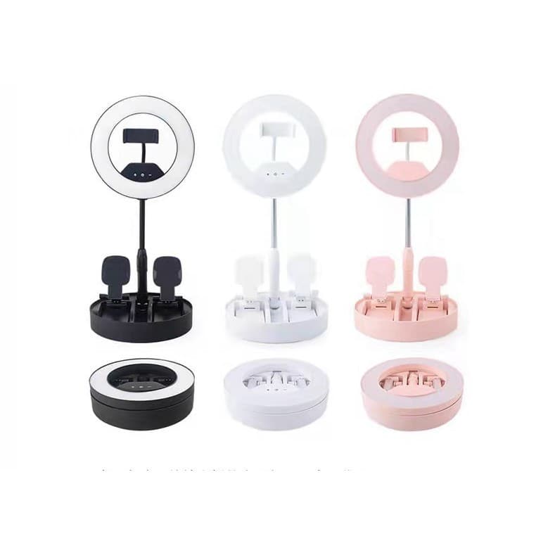 Iluminador Ring Light de Mesa com 3 suportes para Celular, Maquiagem Promoção