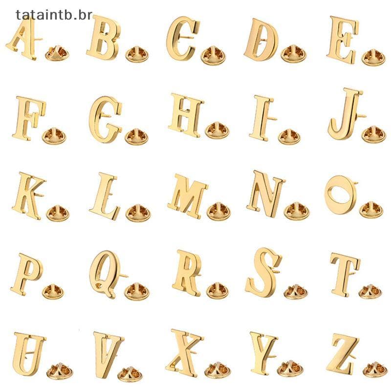 [TaTa] Broche De Metal Com Letras Douradas Estilo Clássico De Alta Qualidade Az Feminino Masculino Alfinete De Lapela Ch