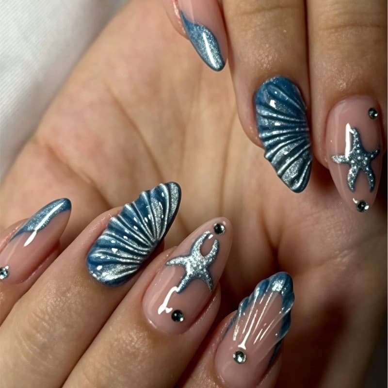 Olho de gato wearable unhas médio tipo amêndoa Manicure High-End falso prego remendo estilo diamante wearable prego reme
