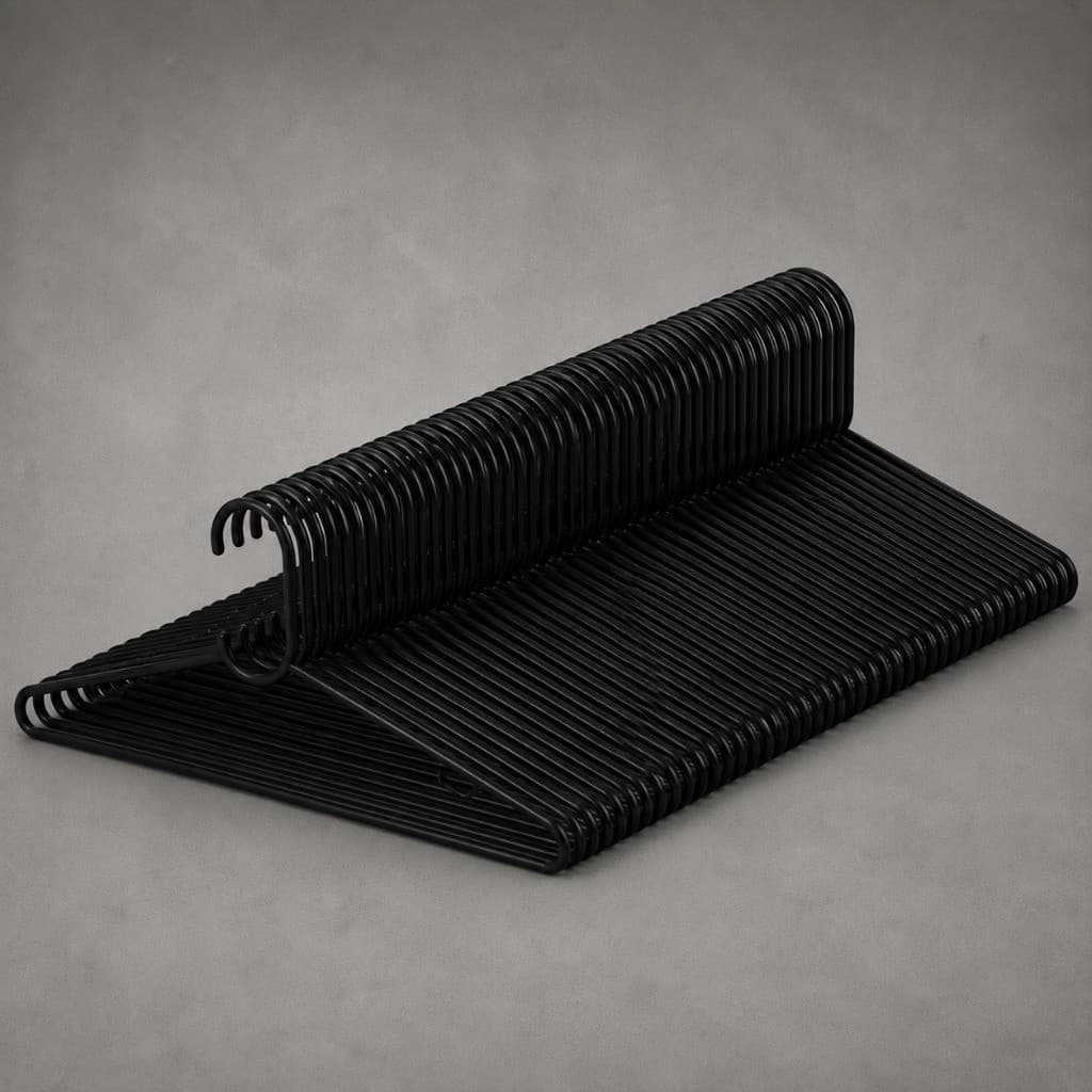 Kit 50 Cabides Pretos Profissionais Reforçado 40cm Máxima Organização para Closet Guarda-Roupa