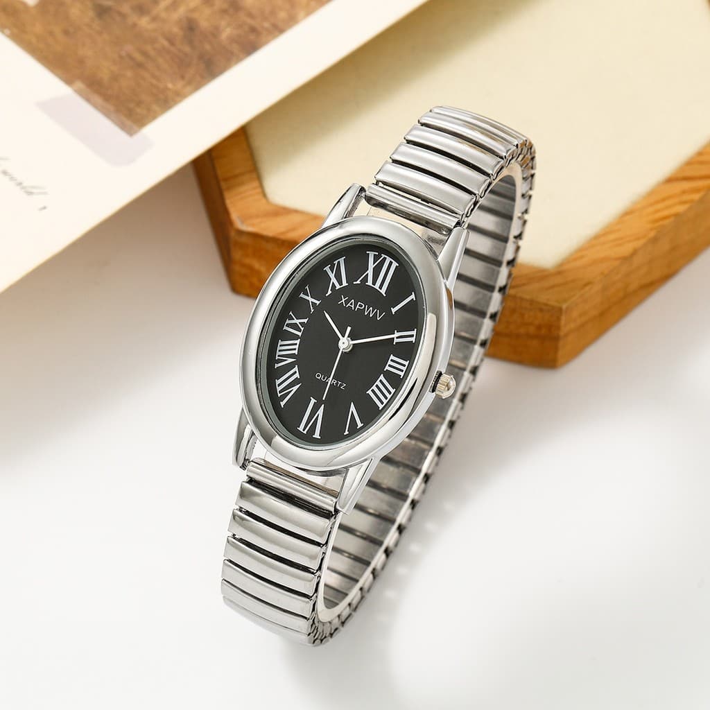 Relógio feminino com pulseira elástica, movimento de quartzo, design moderno em formato de barril, novo relógio de pulso