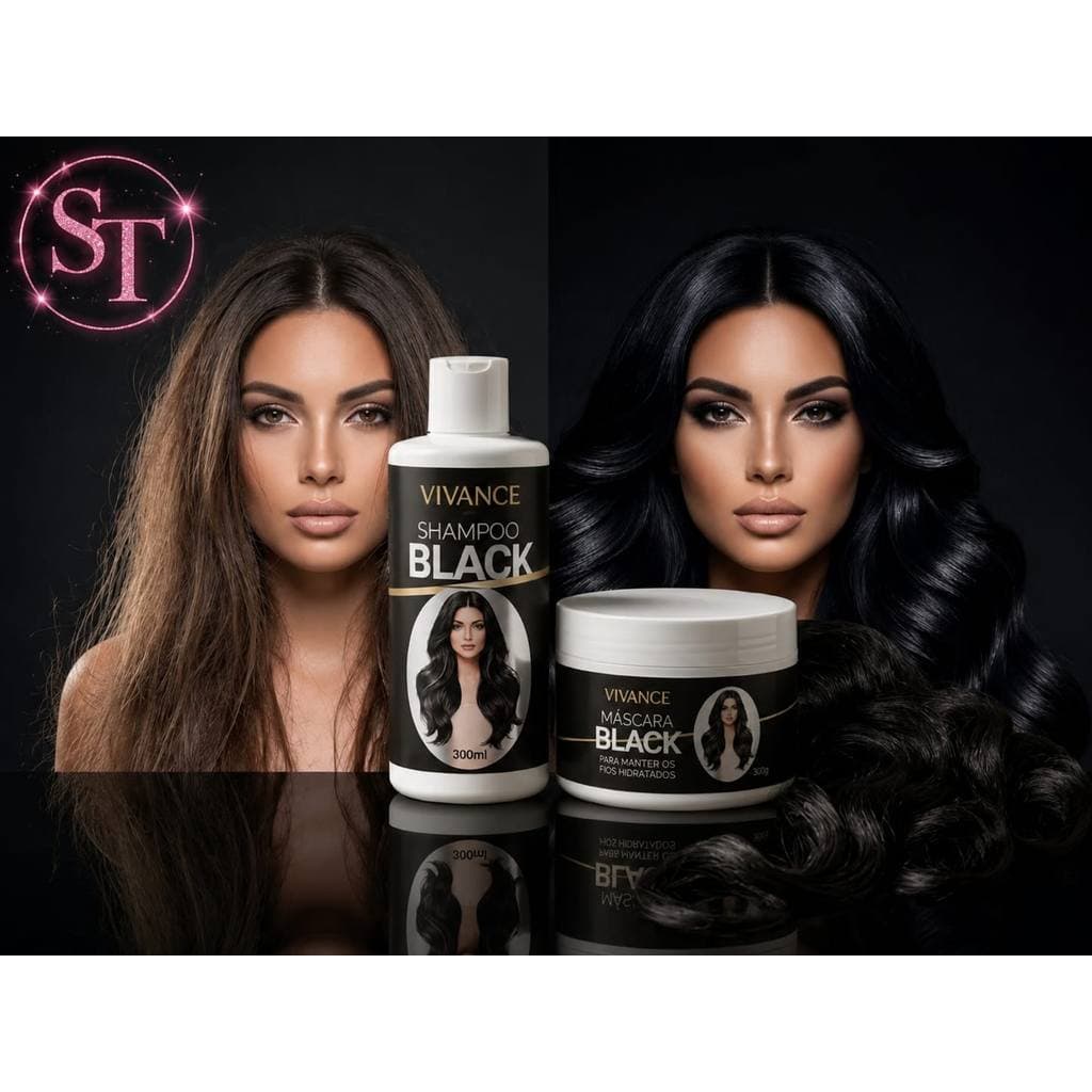 Kit Shampoo + Máscara Tonalizante Preto Intenso Sem Amônia - Resultado 100% Natural ( EMBALAGEM NOVA )