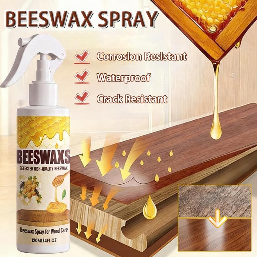 Spray De Cera De Abelha 120ml , Limpeza Natural Com Toalha , Polidor De Móveis Para Cuidados A Madeira Mueadybr