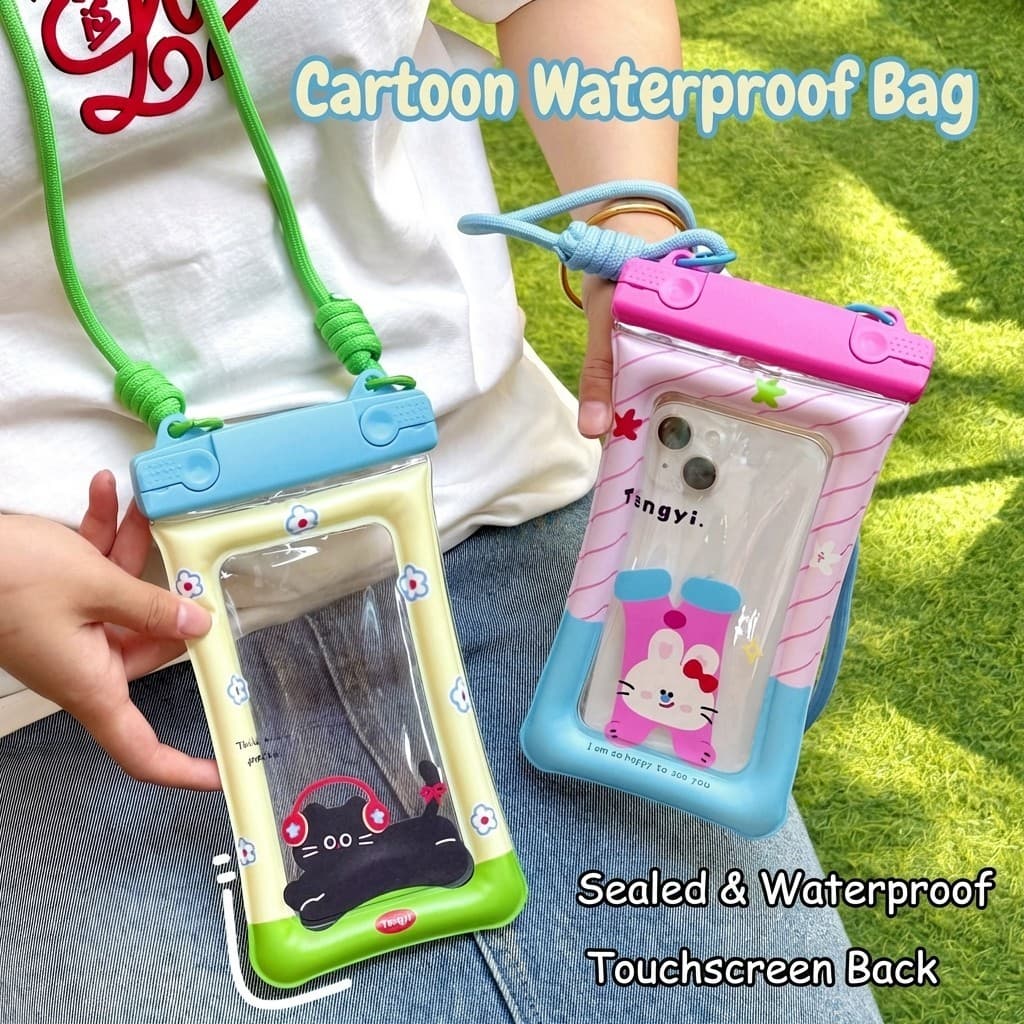 Bolsa Transparente À Prova D'água Com Tela Sensível Ao Toque-Capa Universal Fofa Para Mergulho E Natação