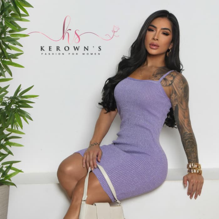 Vestido JÚLIA Feminino Curto tricot alça brilho modinha tubinho roupas femininas blogueira