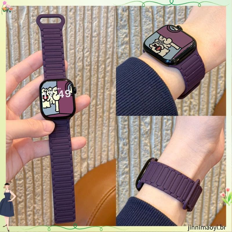 Novo estilo pulseira magnética líquida adequada para iWatch11 sensação de pele Silicone iWatch10 pulseira esportiva s9s8