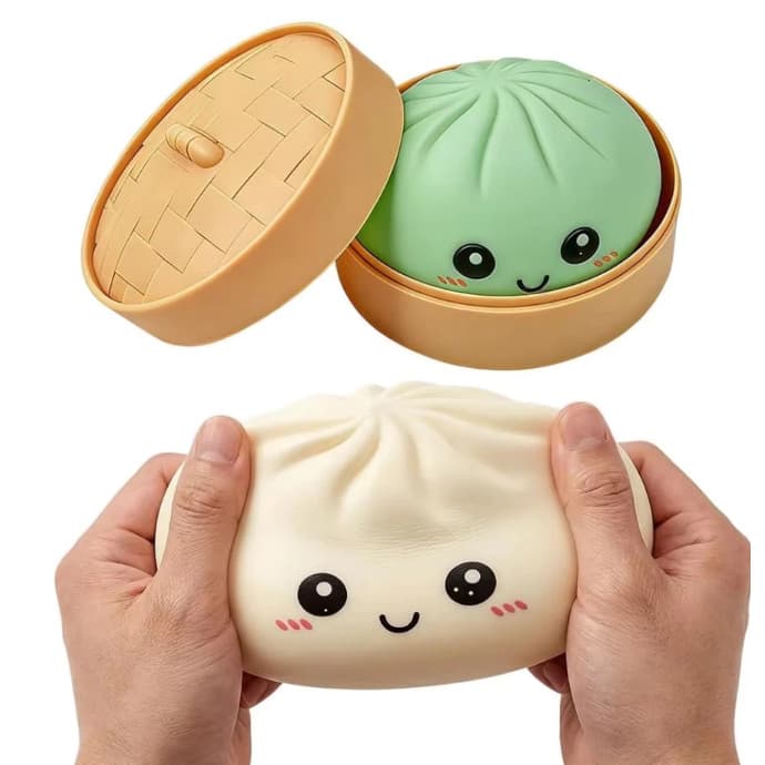 Squishy De Coque De Pectina De Rosto Fofo | Steamer Dumpling Stress Relief Squeeze Fidget Toy
