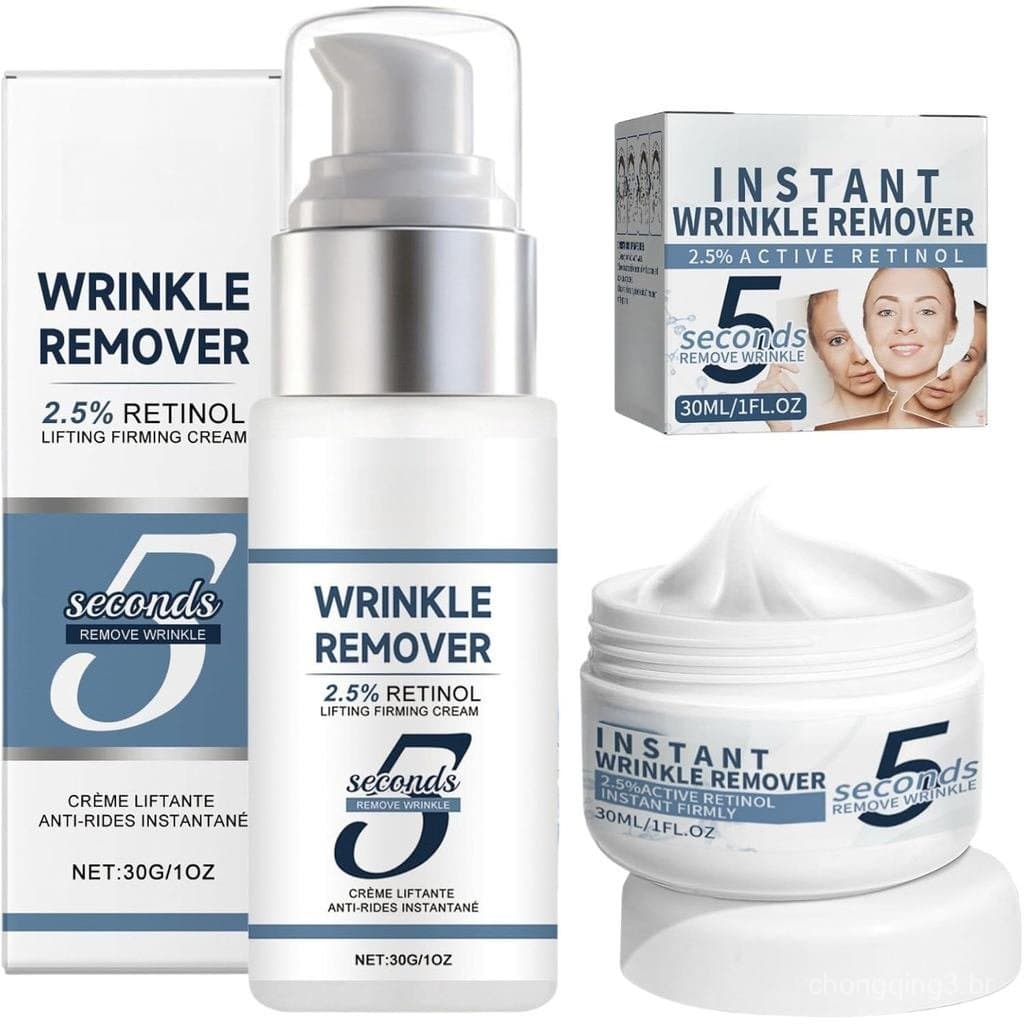 Creme Antirrugas Instantâneo e Firmador, Conjunto de 30g+30ml para Remoção e Preenchimento de Rugas Profundas do Rosto,