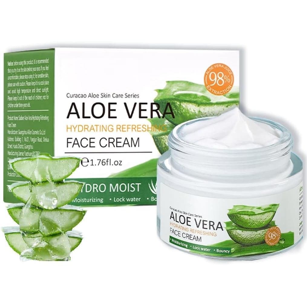 Creme Facial de Aloe Vera 98%, Hidratante Facial para Mulheres, Hidratante Facial Hidratante de Aloe Vera para Todos os