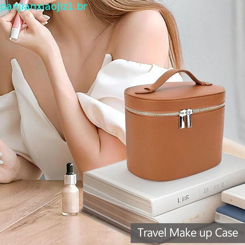 Estojo De Viagem De Maquiagem Portátil-Organizador De Bolsa Cosmética Com Zíper Para Lápis De Sobrancelha Batom