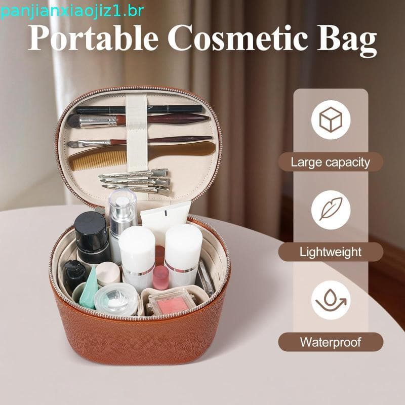 [takejoynewBR] Bolsa Cosmética Removível De Couro PU De Grande Capacidade Com Caixa De Armazenamento Interna Tbr