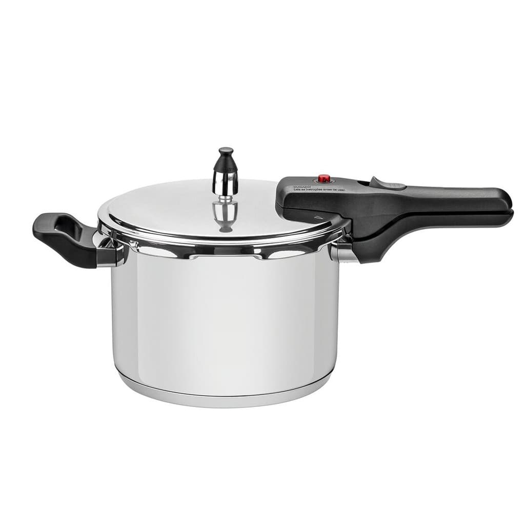 Panela de Pressão Tramontina Brava em Aço Inox com Fundo Triplo 22cm 6L100% sgura
