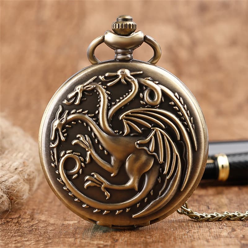 Steampunk Game of Thrones Relógio De Bolso De Quartzo Unissex House Targaryen Design Colar Corrente