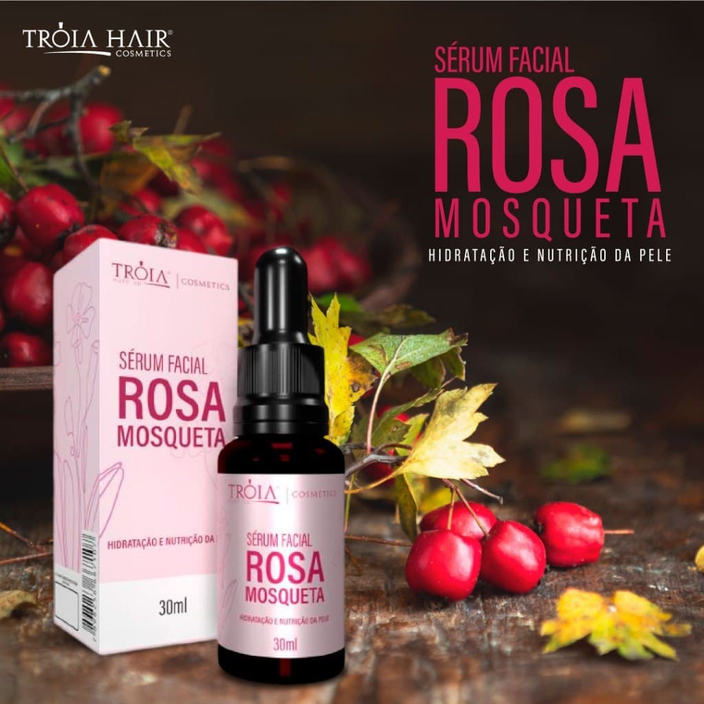 Sérum Facial Rosa Mosqueta C/ Ácido Hialurônico 30ml - Tróia Make Up