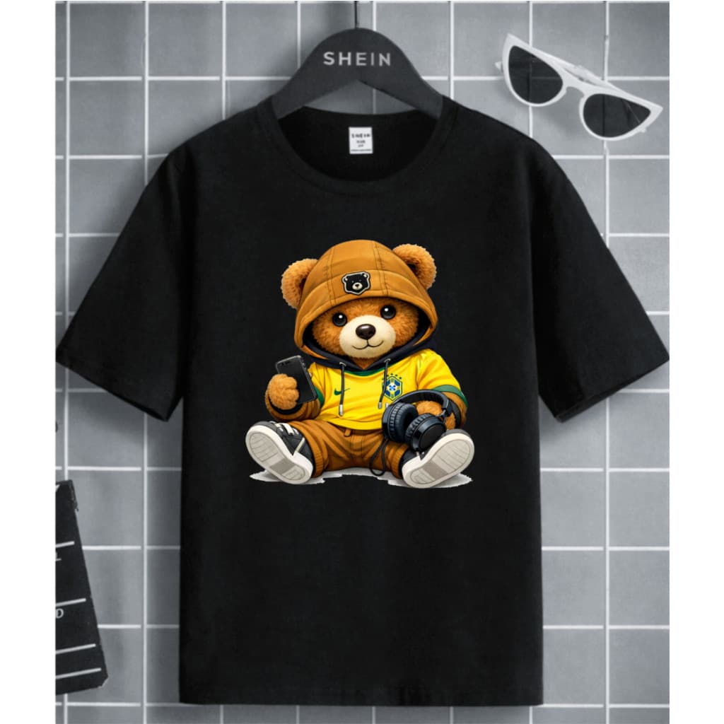 Camiseta infantil Brasil, camiseta copa do mundo, Camisa Infantil urso futebol, Camiseta adulto