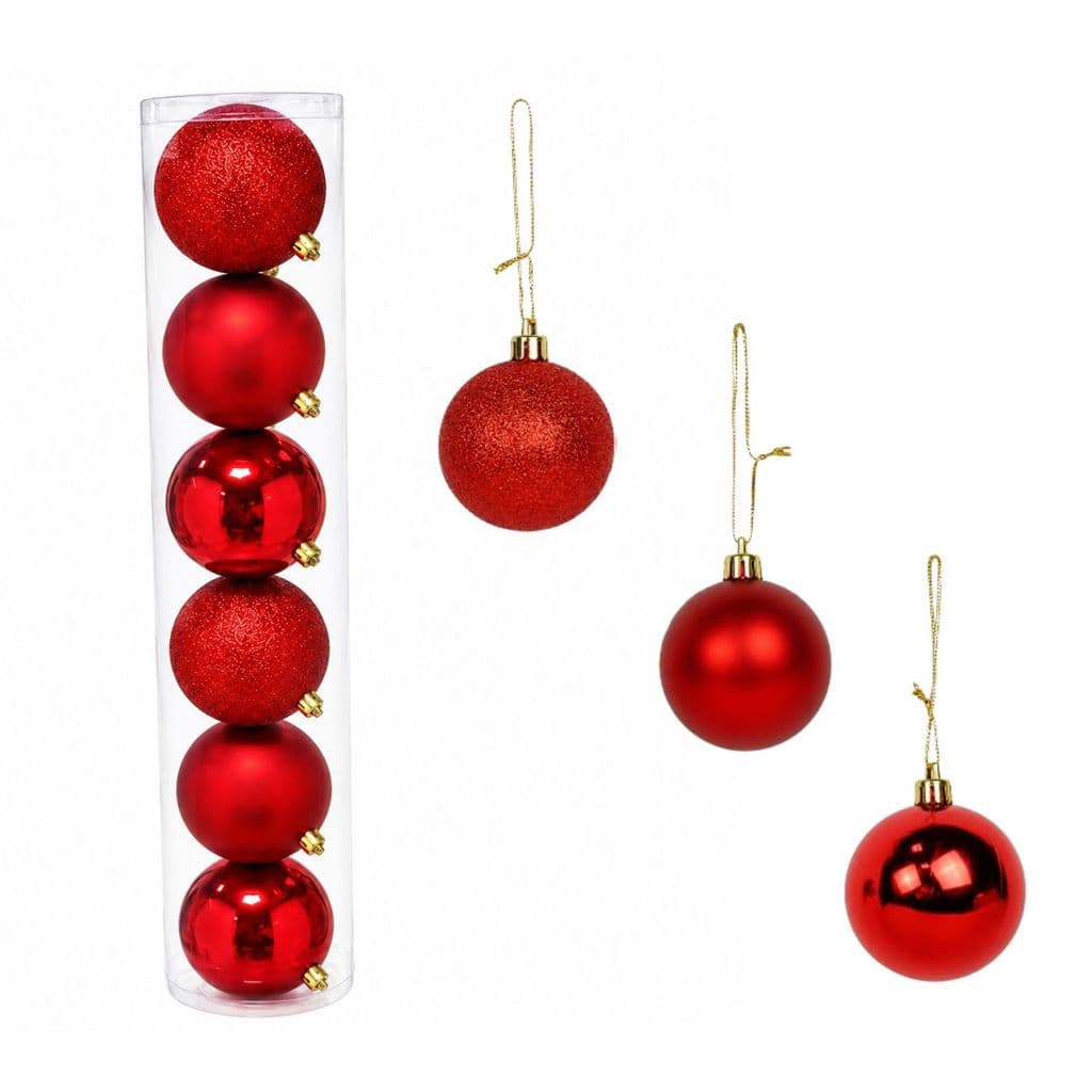 Conjunto Bolas de decoração Enfeite Para Arvore de Natal kit com 6 unidades