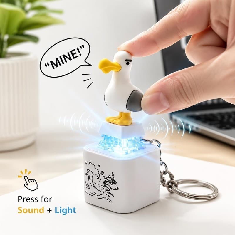 Seagull Mina Botão Chaveiro Mini Teclado Clicker Brinquedo Fidget Portátil Gaivota Mesa Alívio Do Estresse Espremer Pres