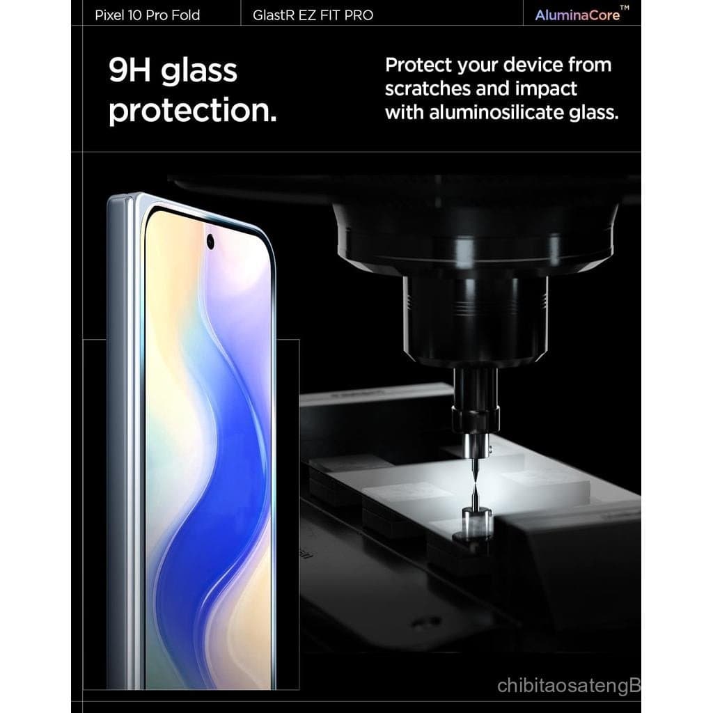 Protetor de Tela de Vidro Temperado Spigen AluminaCore [Glas.tR EZ Fit Pro] projetado para Pixel 10 Pro Fold [Pacote com