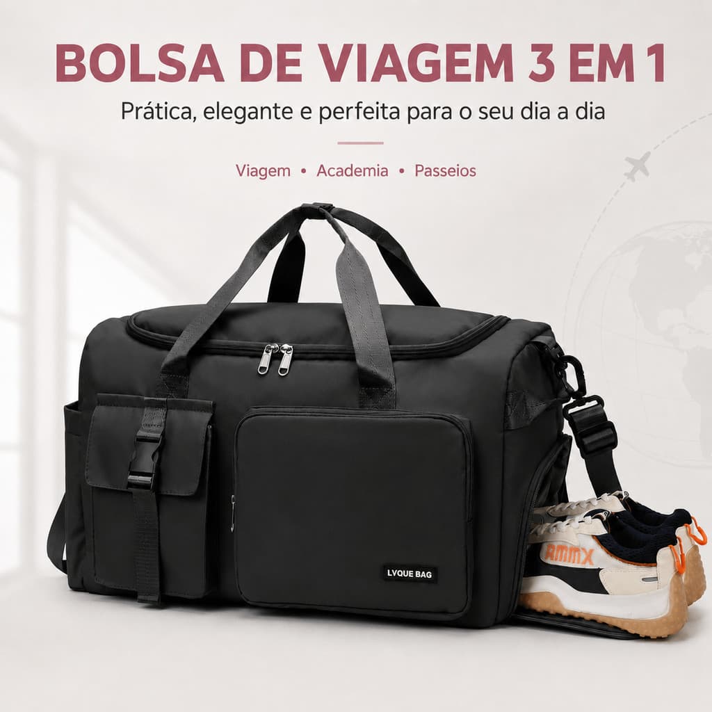 Bolsa de Viagem com Alça para Mala 43L Bagagem de Mão Feminina para Aeroporto
