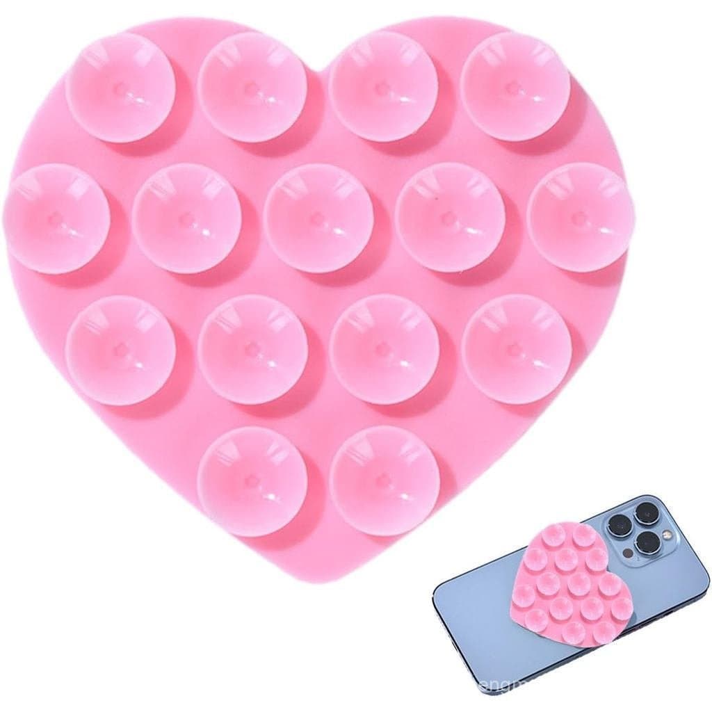 Suporte para celular em formato de coração com ventosa, suporte para celular de silicone, suporte para celular ad