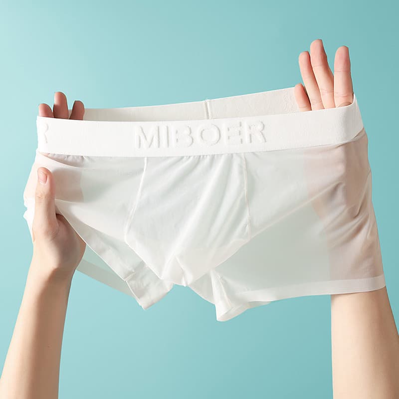 Cuecas Boxer Masculinas Ultrafinas Transparentes de Seda Gelada, Secagem Rápida, Cintura Média para Jovens 2026 HXAZ