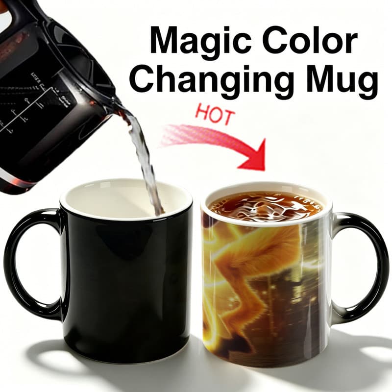 Pokémon copo que muda de cor detetive pikachu caneca que muda de cor criativa copo de cerâmica térmica pikachu xícara de