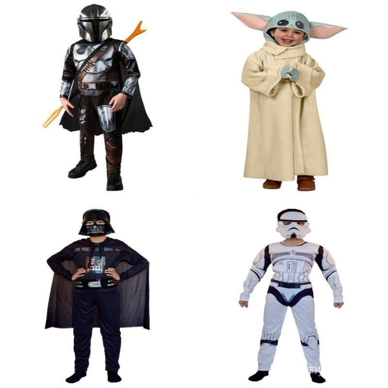 Fantasia de Samurai Negro de Clone Troopers de Star Wars para Crianças, Fantasia de Baby Yoda Mandaloriano para Adultos