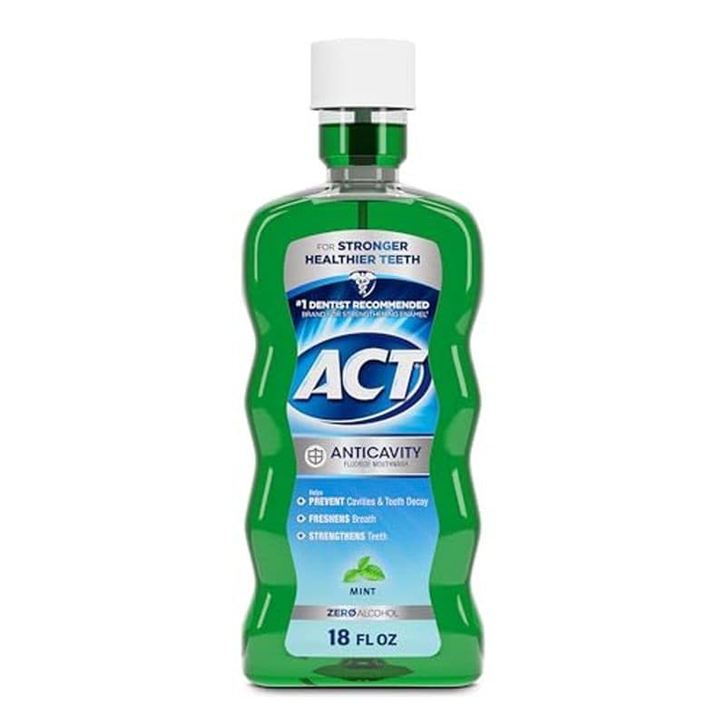 ACT Anticavity Zero Álcool Flúor Colutório 18 fl . Onças , Com Copo Dosador Accue , Menta