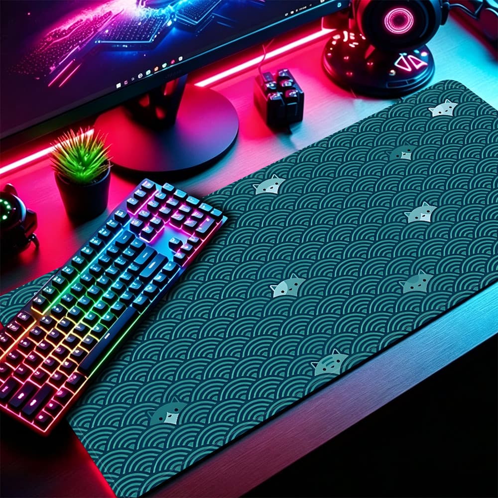 Grande Jogo Mouse Pad Antiderrapante 80X30 CM Impressões Personalizadas Mousepad Costurado Borda Ondulação Gato KK3