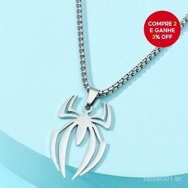 Colar Com Pingente De Aranha Masculino Moda Aço Inoxidável Banhado A Ouro Acessório De Festa Punk