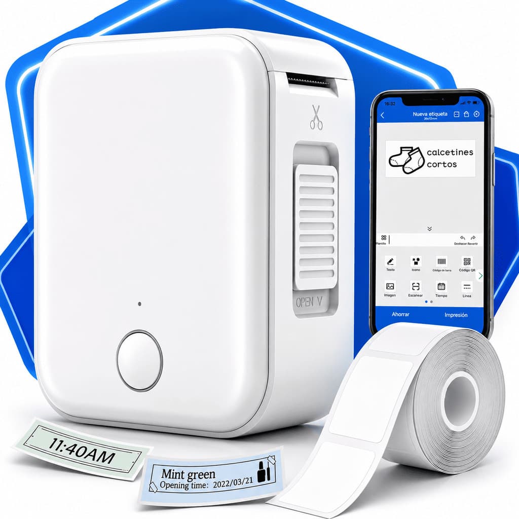 Impressora De Etiquetas Inteligente Térmica Bluetooth Sem Tinta iOS Android Com Bobina Adesiva Código Barras Preço Envio