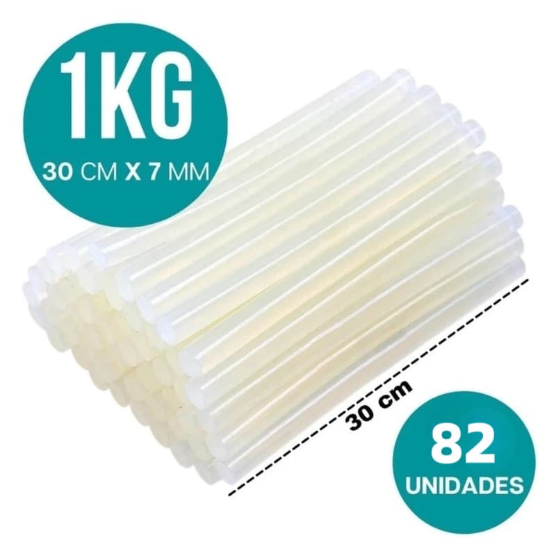 82 PCS Bastão de Cola Quente 1kg Fino Refil Transparente 30cm x 7mm para Pistola de Cola Quente