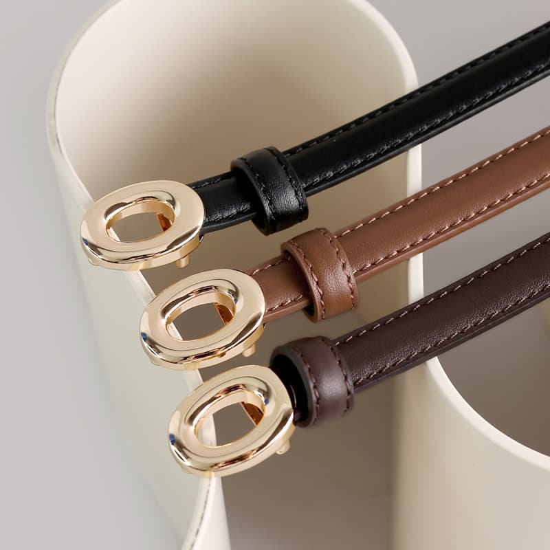 2026 novo estilo de couro genuíno cinto fino senhoras moda All-Match pino fivela decoração combinando vestido terno calç