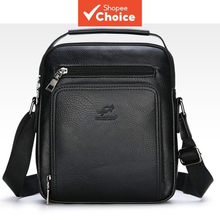 Bolsa tiracolo vertical para tablet com vários bolsos, alça ajustável, três formas de carregar, bolsa tiracolo de couro