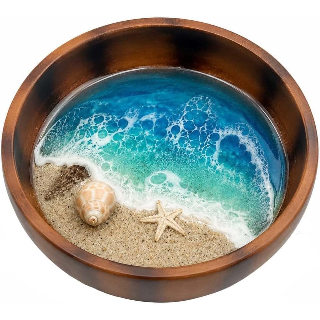 Tigela Decorativa de Resina Oceânica, 3,94 Polegadas, Bandeja Costeira para Joias, Chaves, Moedas, Pequena Bandeja Temát