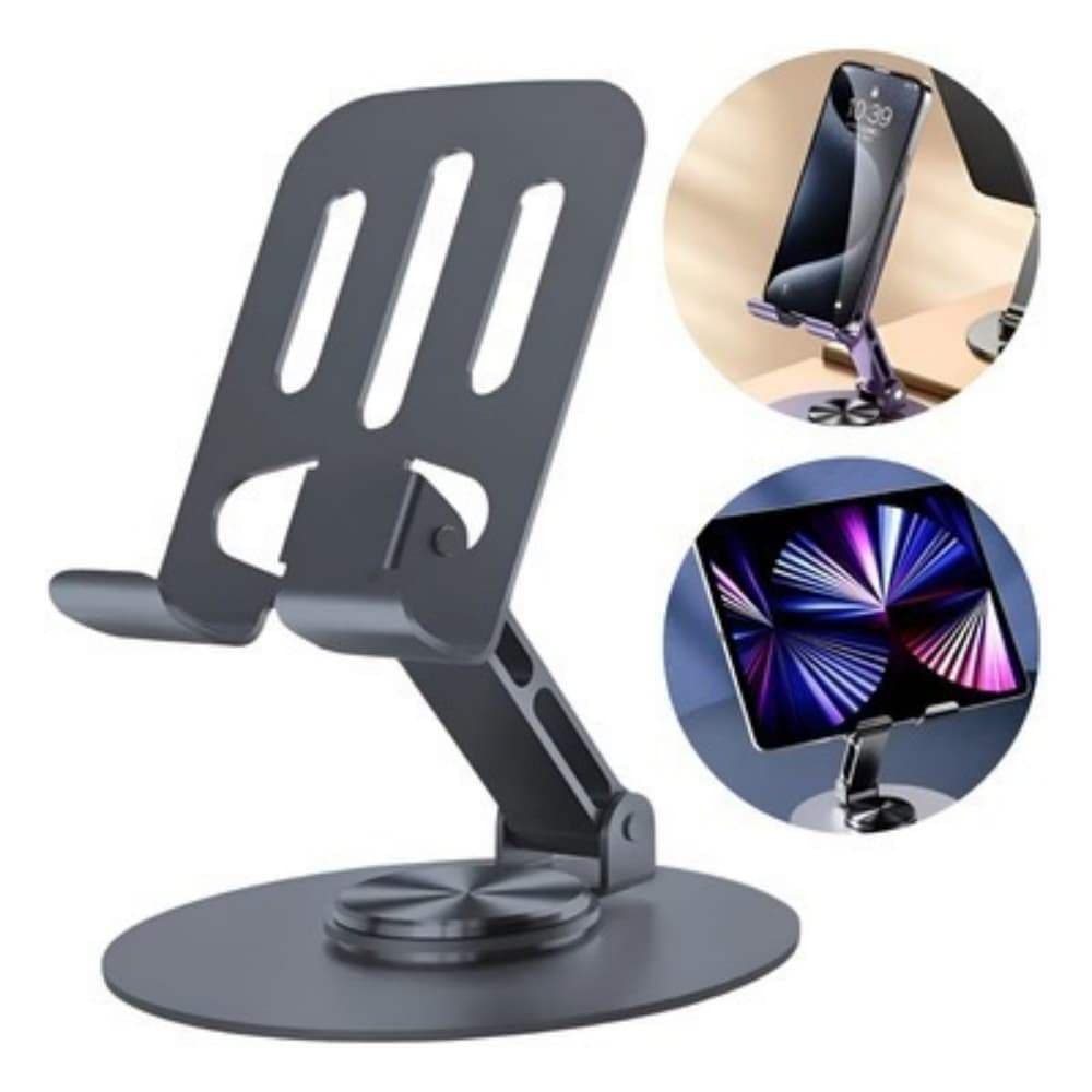 Suporte Ergonômico de Mesa Metal Resistente Rotação 360° Compatível com Smartphone e Tablet