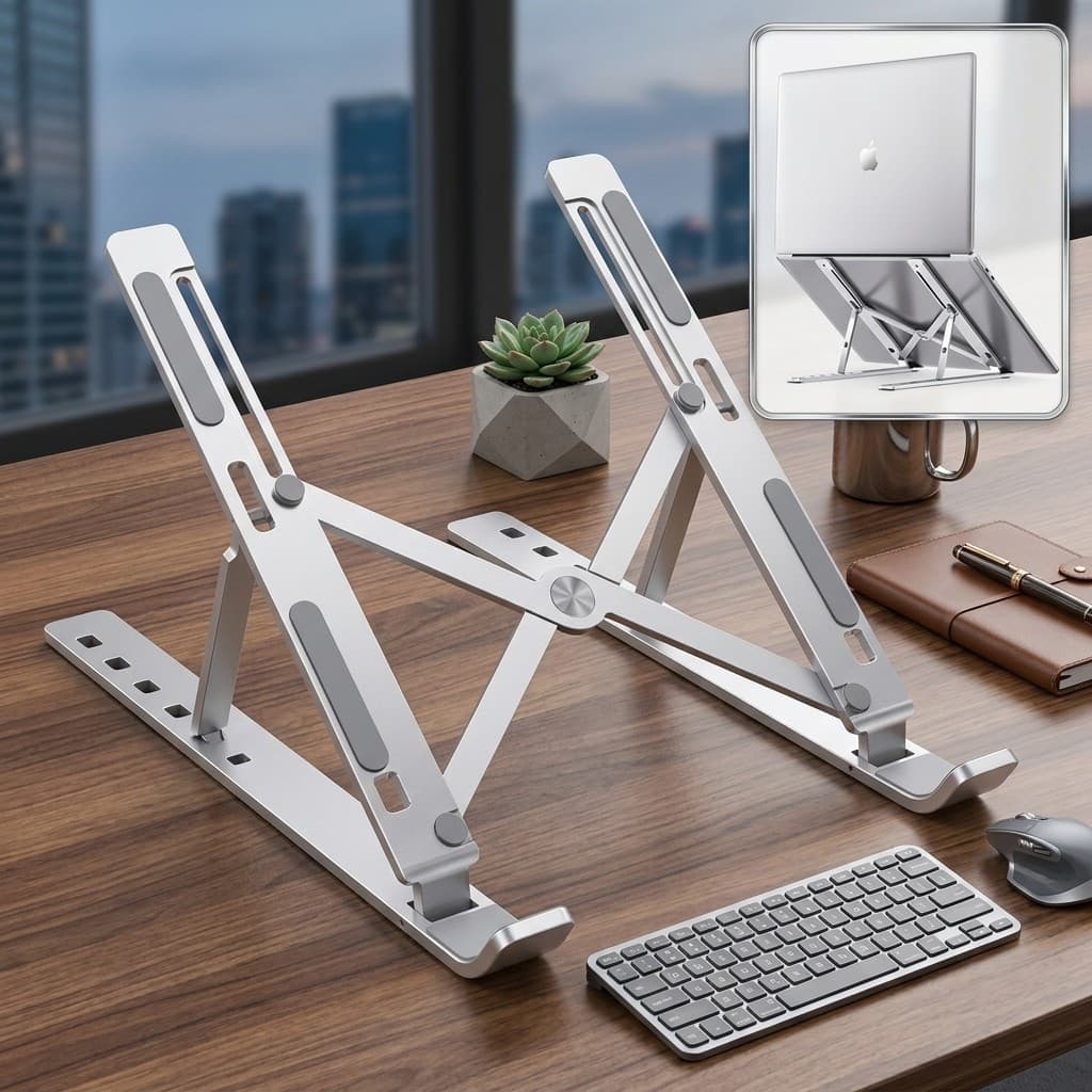 Suporte para Laptop Alumínio Dobrável Portátil Prata