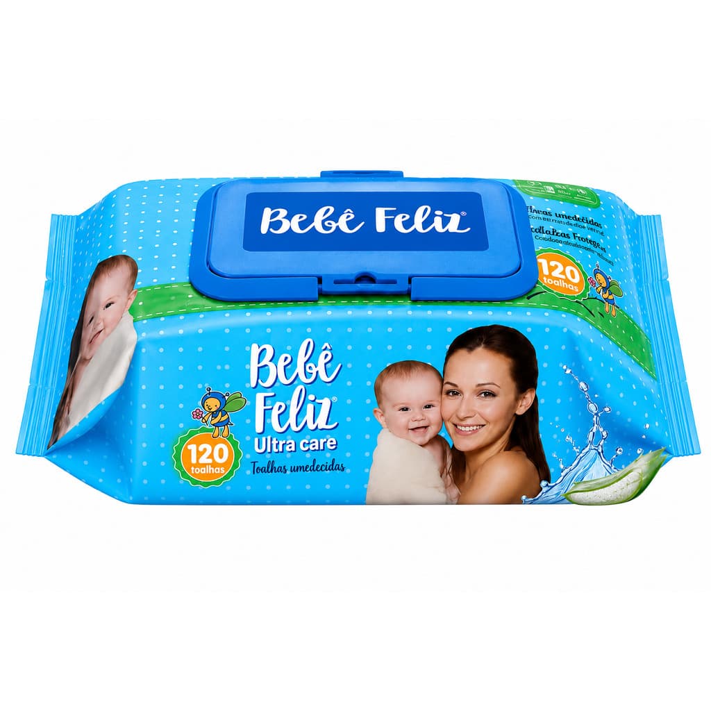 Toalha Umedecida Bebê Feliz Aloe Vera 120 Lenços Higiene Pessoal Criança Adulto Promoção