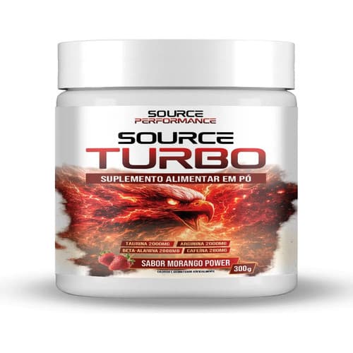 Pré Treino Source Turbo Morango Power 300g Até 60 Doses Morango Power
