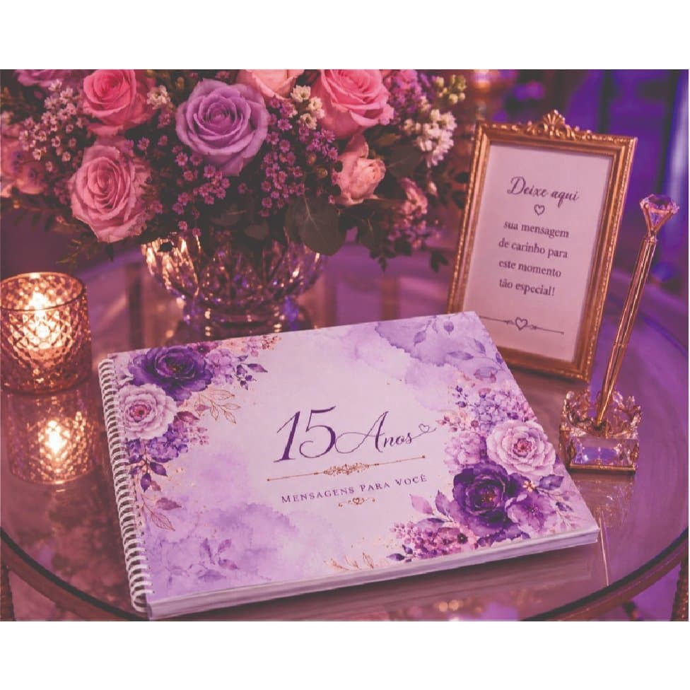 Livro de Assinaturas e Mensagens - 15 anos, batizado, casamento, aniversários, viagens, trabalho - Personalize