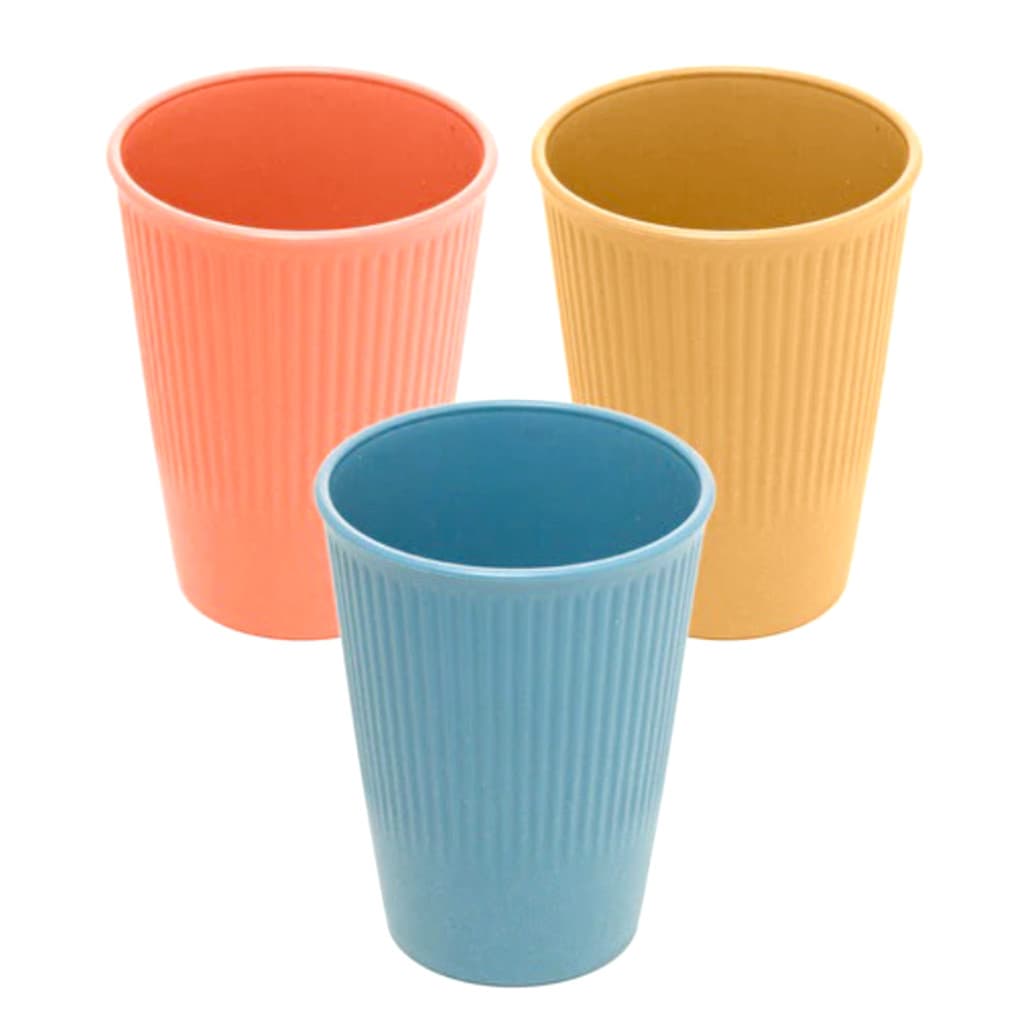 Copo Lyor Stripes 340ml Bambu e PP Livre de BPA Reutilizável Resistente Design Moderno